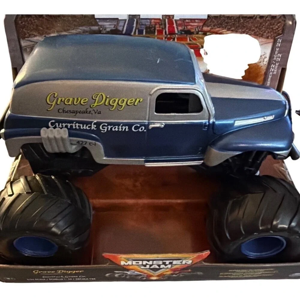 Monster Jam Grave Digger Currituck Grain Co Blue Silver 1:24 Scale Series 22